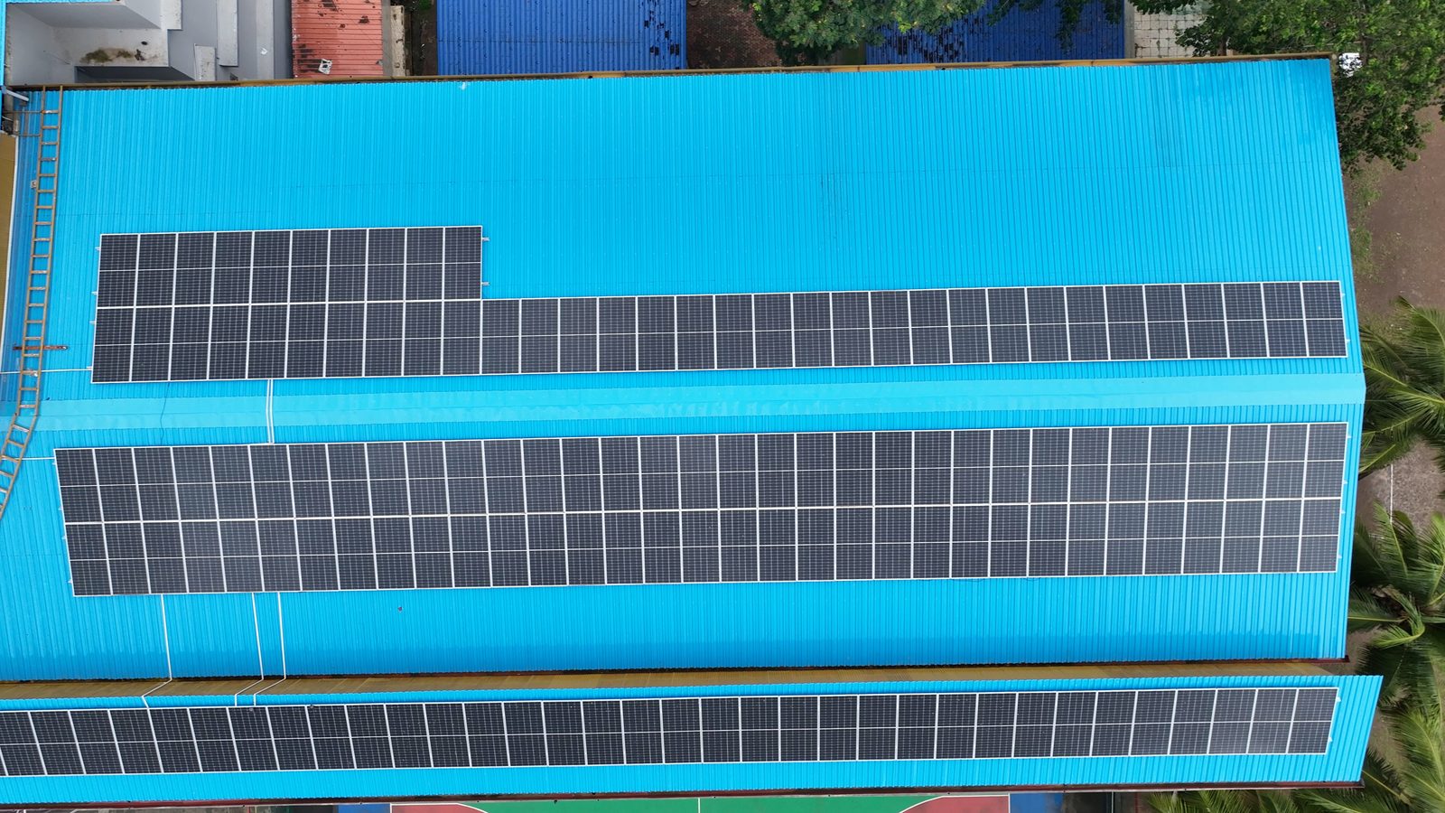 Top-down view of Fatima High School Vidyavihar rooftop solar installation